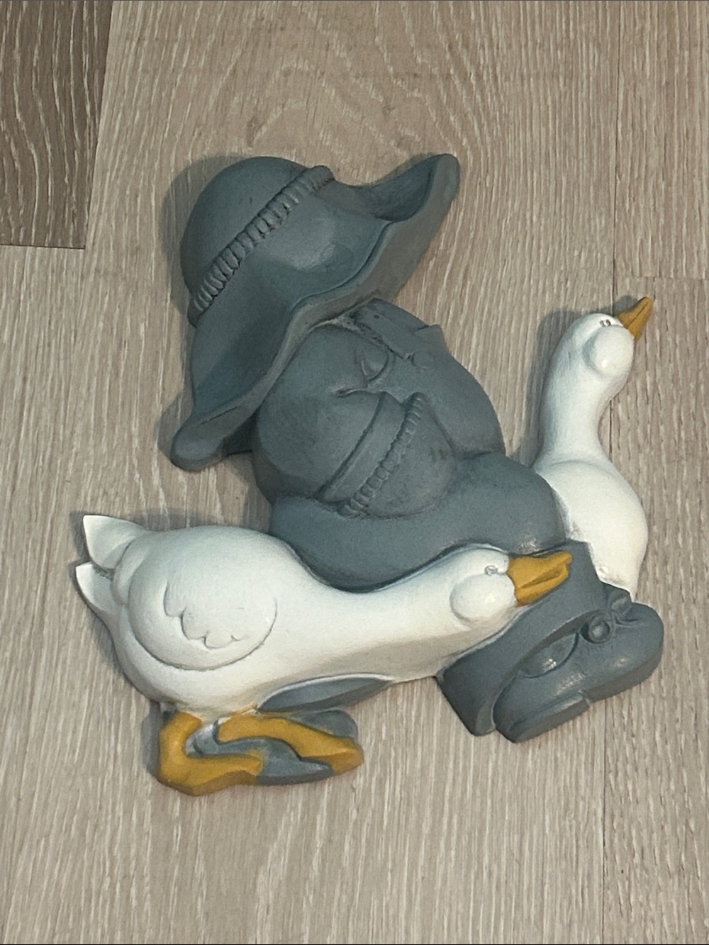 Burwood Geese & Child Vintage Molded Plastic Wall Hanging Plaque
